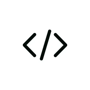 Minimalist Outline Code Bracket Symbol with Slash Icon Illustration