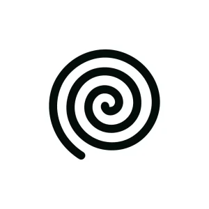 Simple Line Black and White Round Swirl Shape Design Element