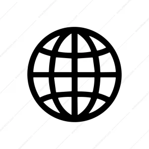Simple Outline Black Globe Grid Shape Icon