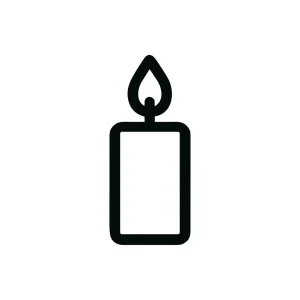 Simple Outline Black Candle with Flame Graphic Icon Sign