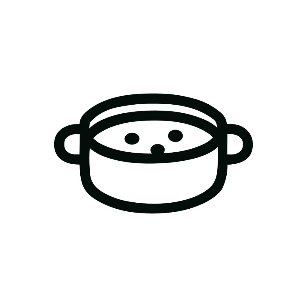 Minimalist Outline Style Pot of Soup Line Art Icon Illustration