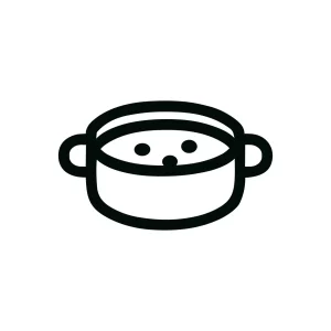 Minimalist Outline Style Pot of Soup Line Art Icon Illustration