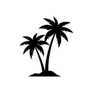 Silhouette Tropical Palm Tree Paradise Island Illustration