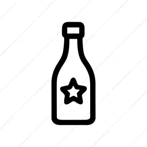 Simple Outline Glass Bottle Star Label Icon