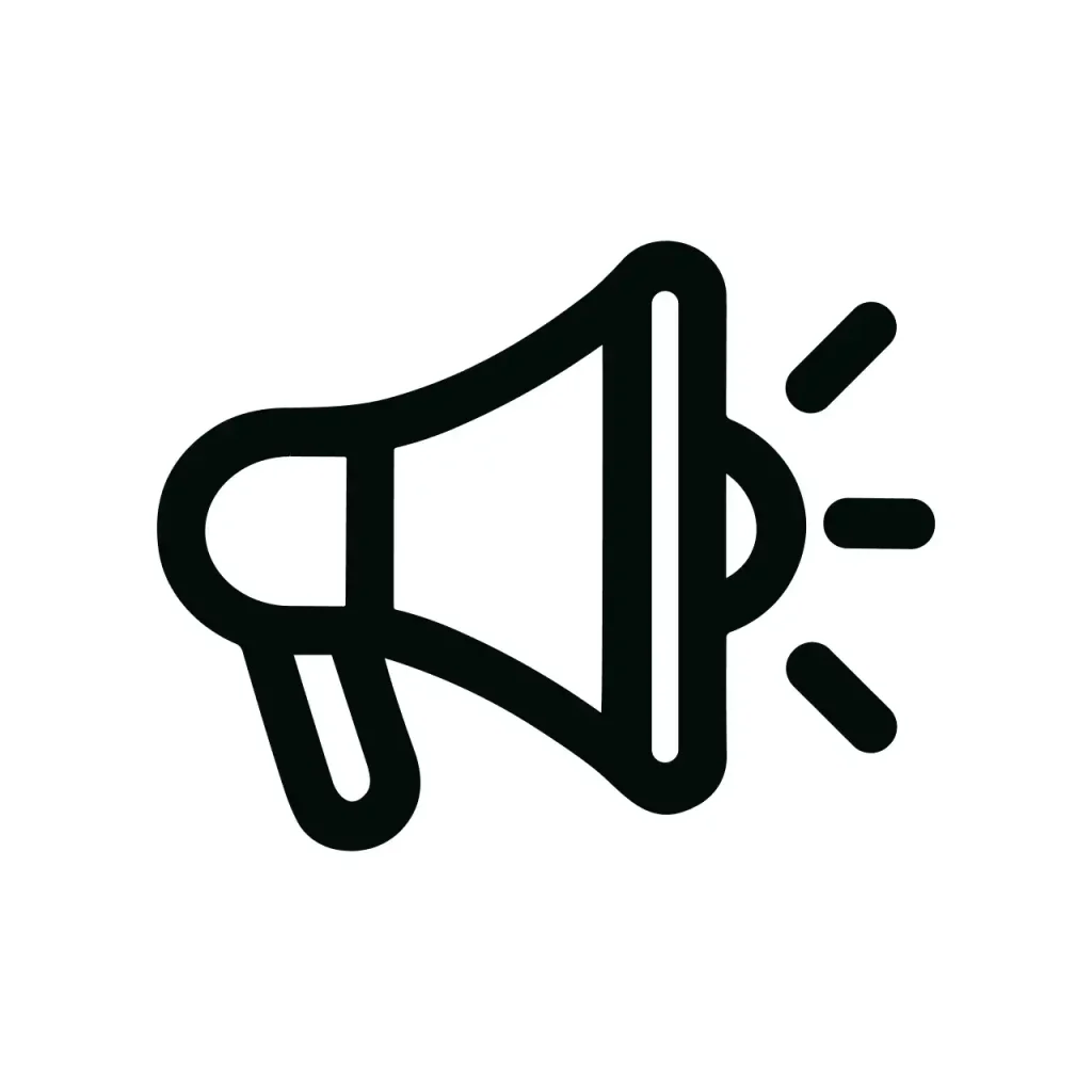 Simple Line Megaphone Announcement Loudspeaker Icon Shape and Communication Symbol