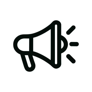 Simple Line Megaphone Announcement Loudspeaker Icon Shape and Communication Symbol