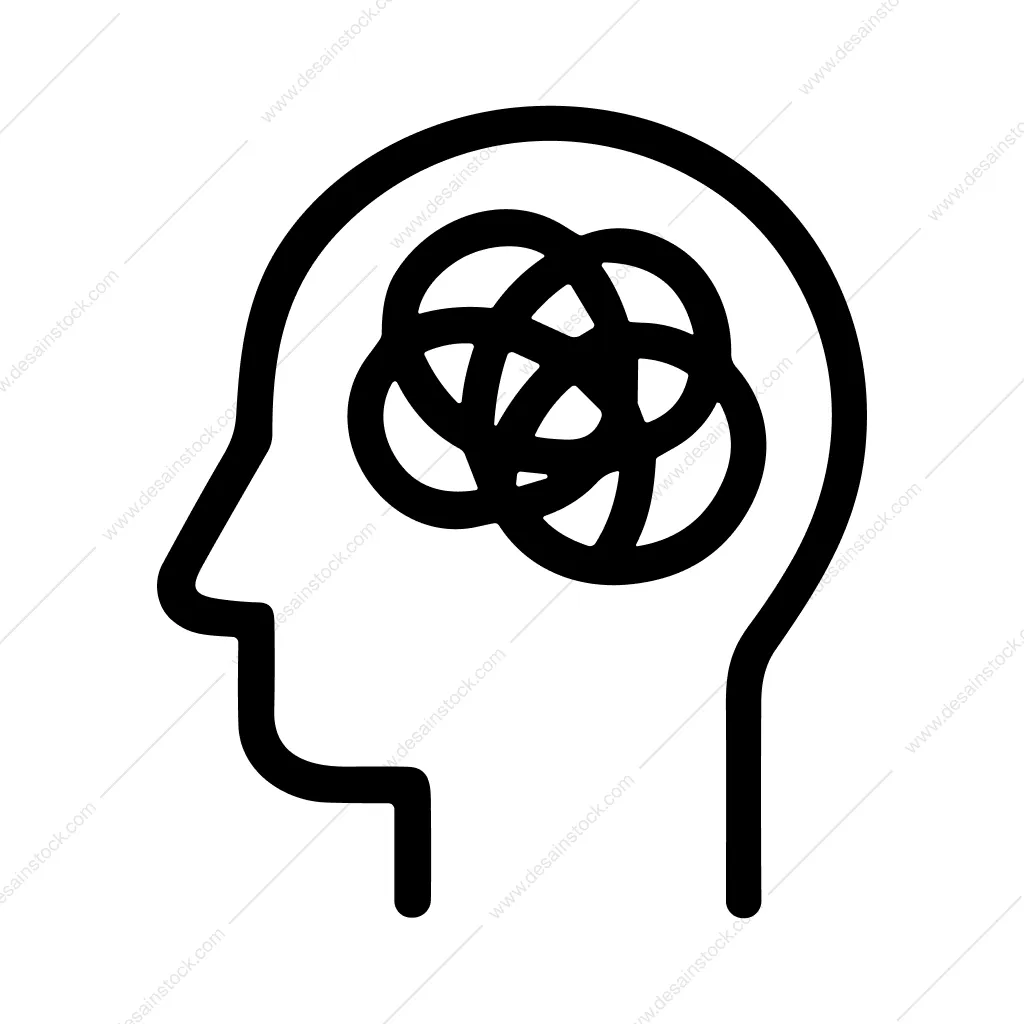 Simple Line Art Confused Mind Idea Graphic Icon