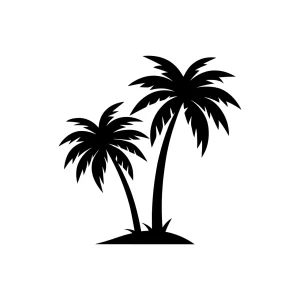 Simple Silhouette Palm Trees Exotic Tropical Landscape