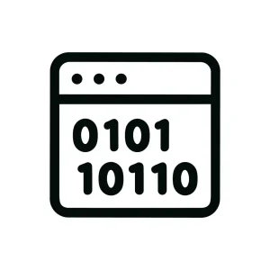 Minimalist Outline Binary Code Window, Digital Programming Line Icon