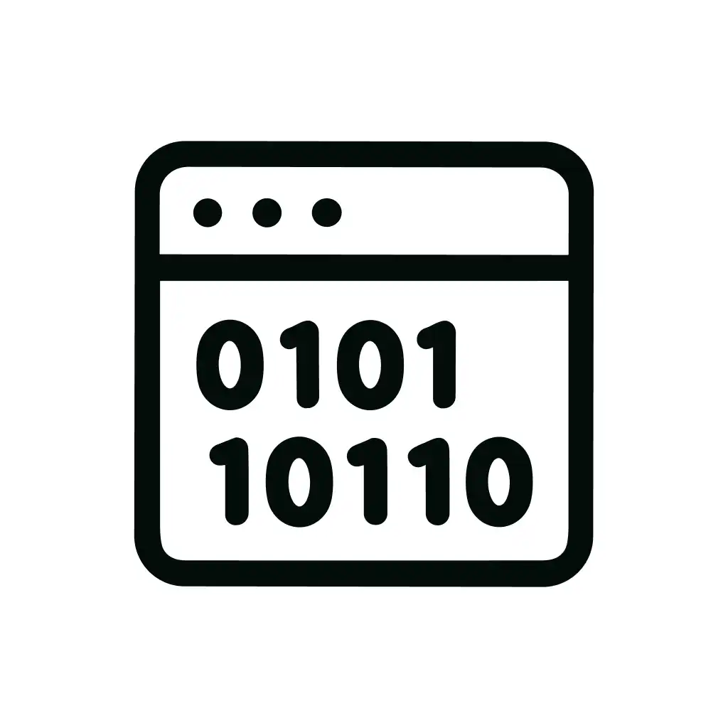 Minimalist Outline Binary Code Window, Digital Programming Line Icon