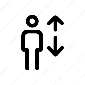 Simple Outline Man Height Adjustment Arrow Sign Icon