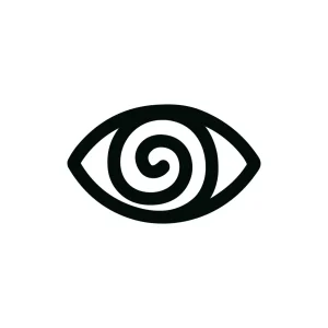 Minimalist Flat Style Eye with Spiral Pupil Simple Graphic Illustration
