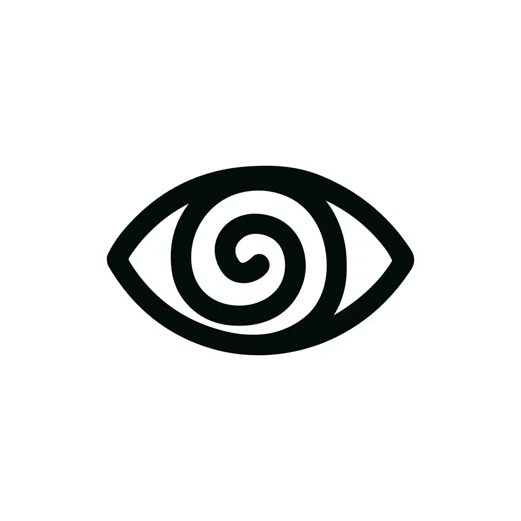 Minimalist Flat Style Eye with Spiral Pupil Simple Graphic Illustration
