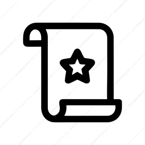 Outline Simple Rolled Document Star Award Icon Graphic