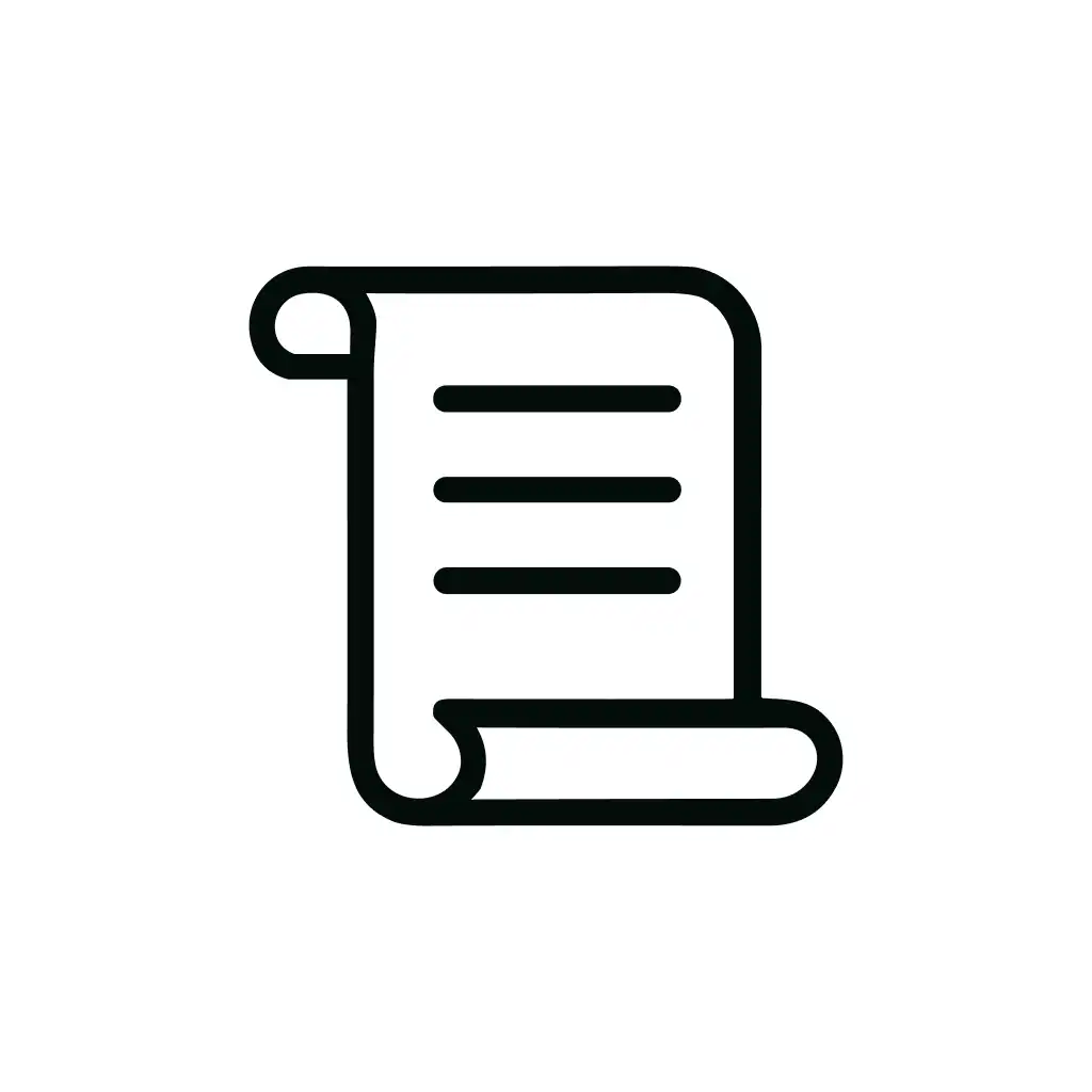 Simple Outline Rolled Paper Document List Graphic Icon