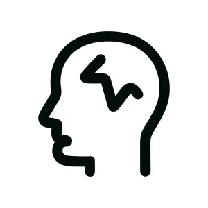 Simple Line Drawing Head with Brainwave Inside Mental Health Icon