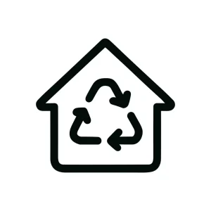 Minimalist Outline Eco House with Recycle Symbol Environment Icon Design