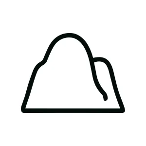 Simple Outline Mountain Rock Icon Shape with Minimalist Design