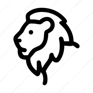 Simple Line Art Lion Head Profile Illustration Icon