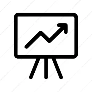 Simple Line Arrow Growth Chart Presentation Board Icon
