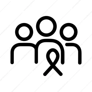 Outline Group with Awareness Ribbon Minimalistic Icon