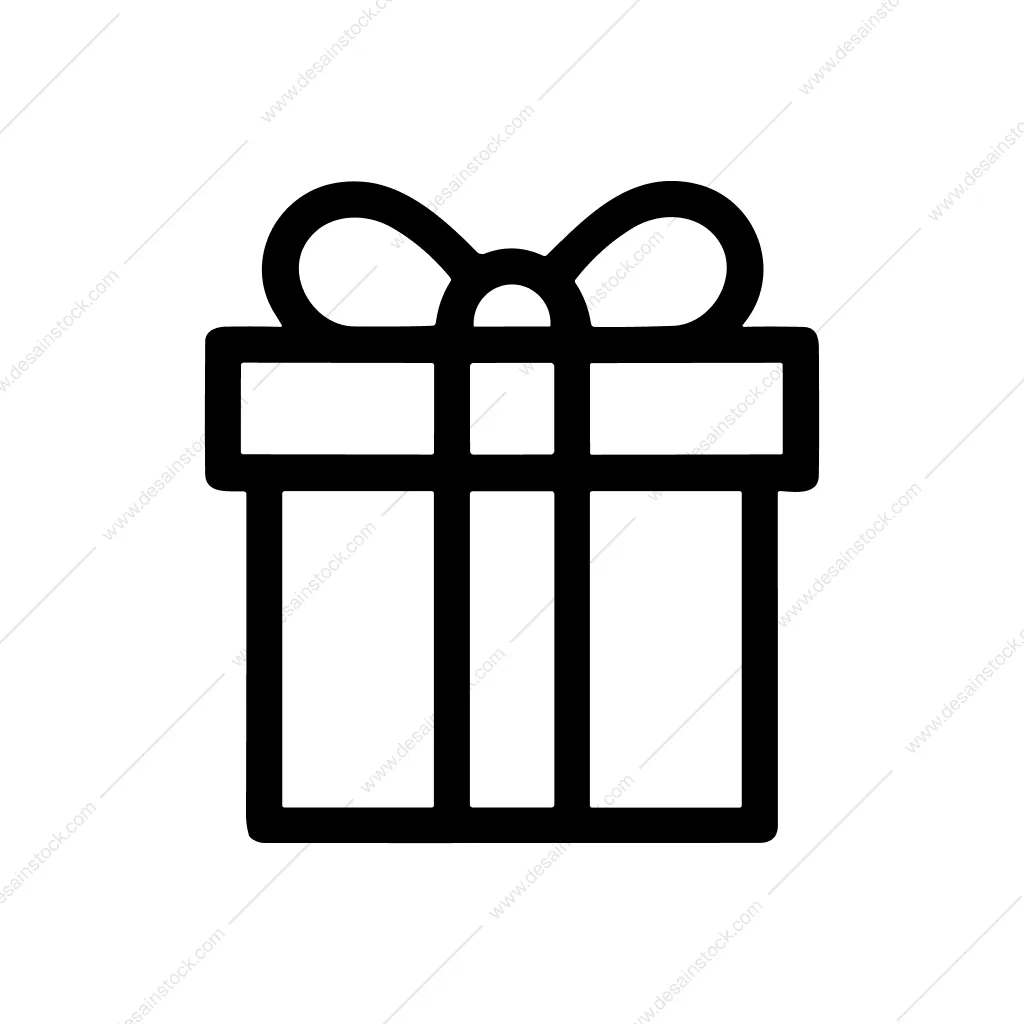 Minimalist Line Drawing Present Box Celebration Icon