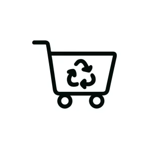 Minimalist Outline Shopping Cart Recycle Sign Icon