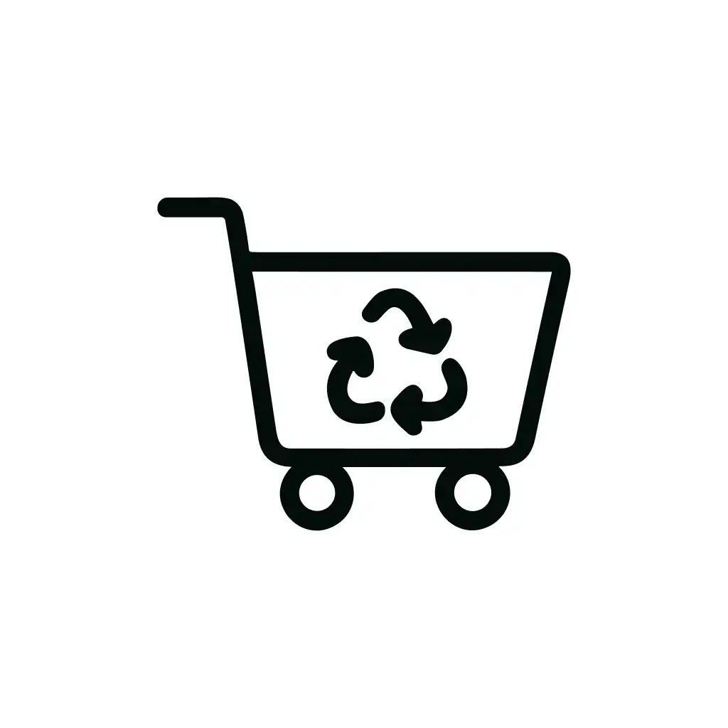 Minimalist Outline Shopping Cart Recycle Sign Icon