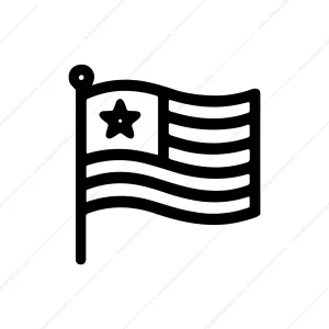 Simple Outline American Flag Waving Icon Design