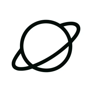 Minimalist Line Saturn Planet Orbit Space Icon