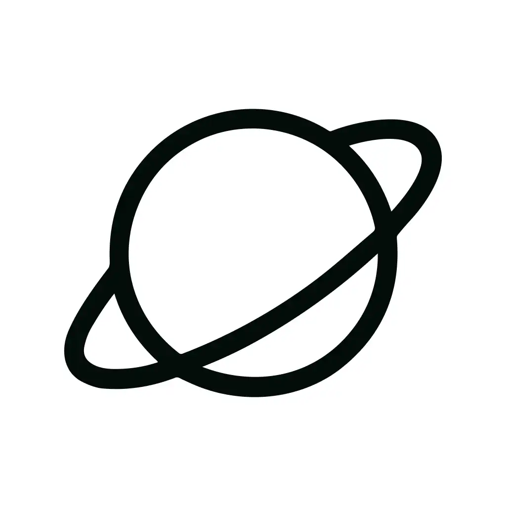 Minimalist Line Saturn Planet Orbit Space Icon