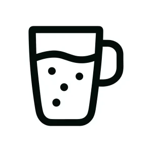 Simple Line Drawing Glass of Water with Bubbles Icon