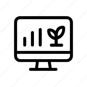 Simple Outline Monitor Plant Growth Statistic Icon