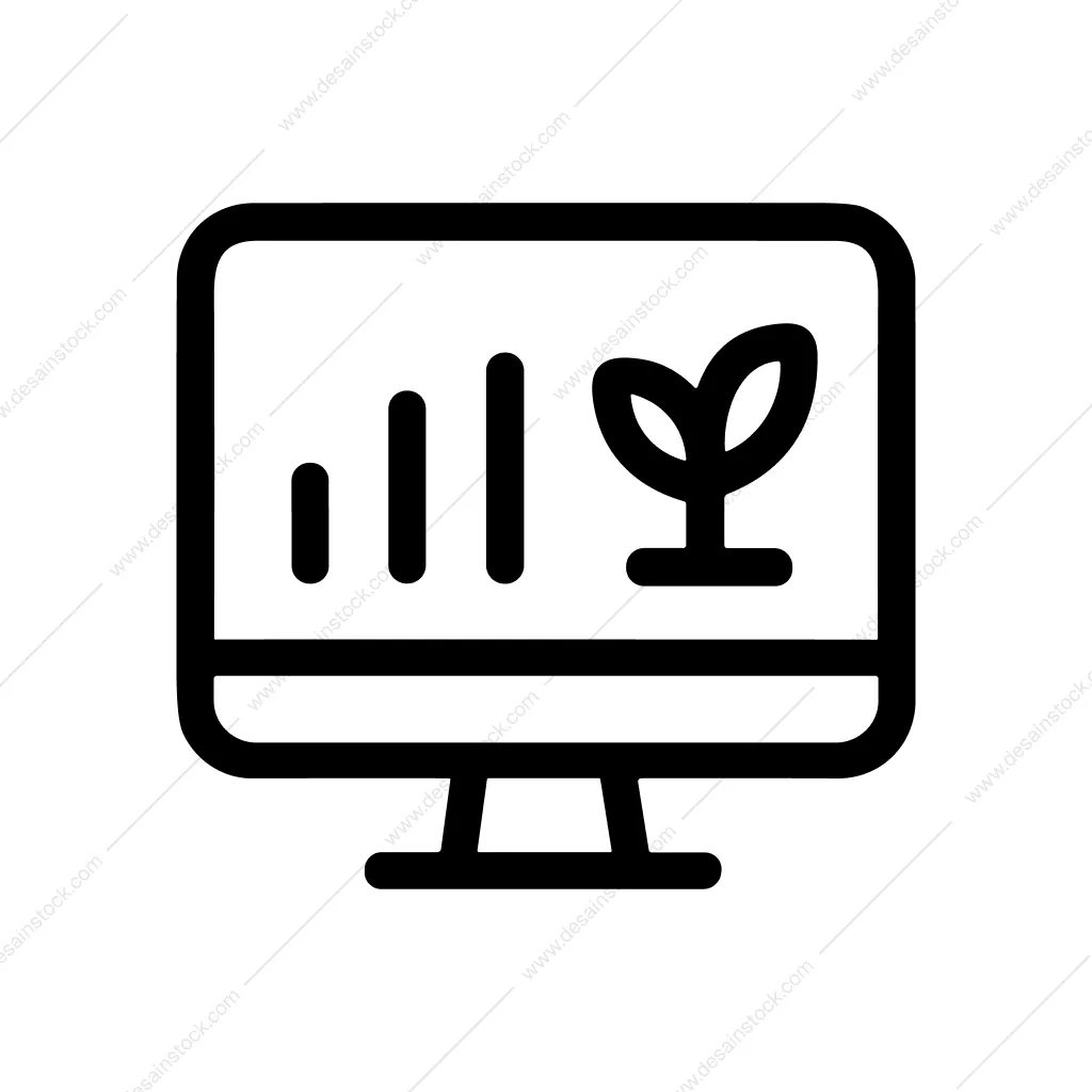 Simple Outline Monitor Plant Growth Statistic Icon
