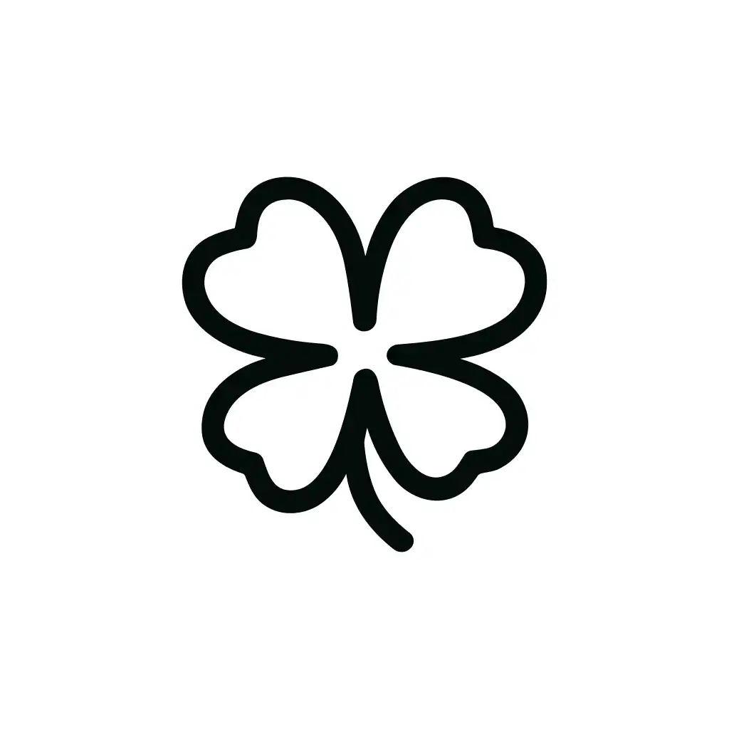 Simple Outline Four Leaf Clover Luck Symbol Sign Icon Silhouette