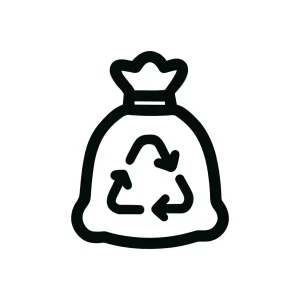 Line Art Simple Recycle Garbage Bag with Recycle Sign Icon Design