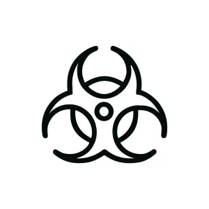 Minimalist Outline Biohazard Warning Symbol Sign Shape Icon Graphic