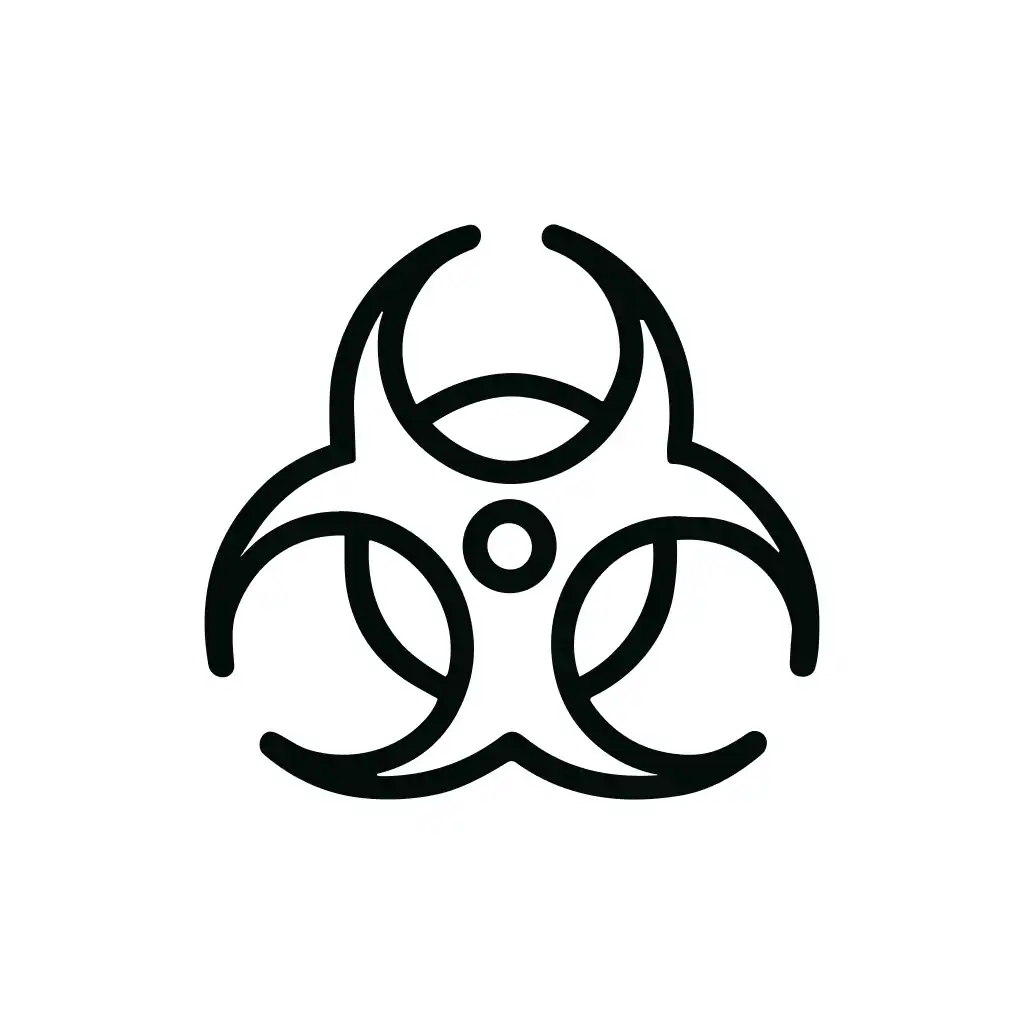 Minimalist Outline Biohazard Warning Symbol Sign Shape Icon Graphic