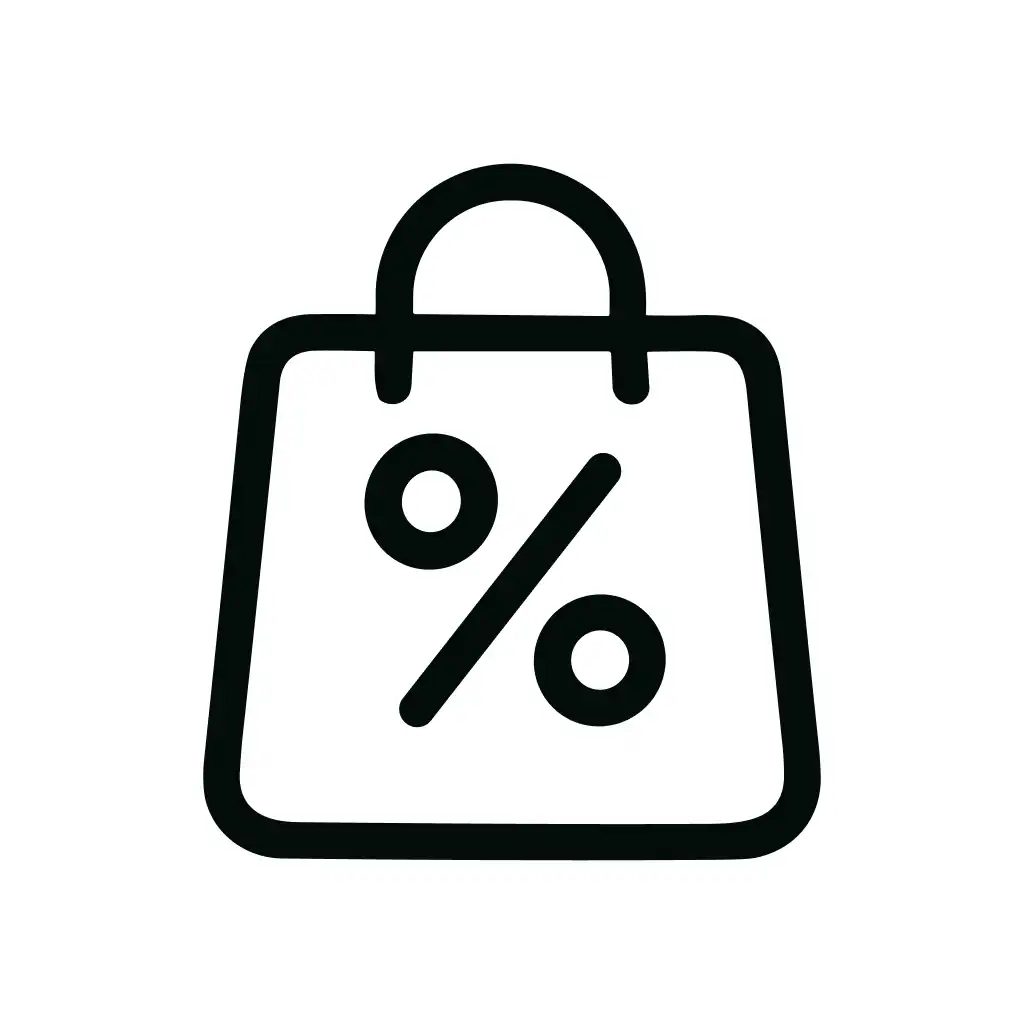 Simple Outline Shopping Bag Discount Sale Symbol Icon