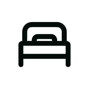 Simple Outline Bed with Pillow Line Icon Symbol