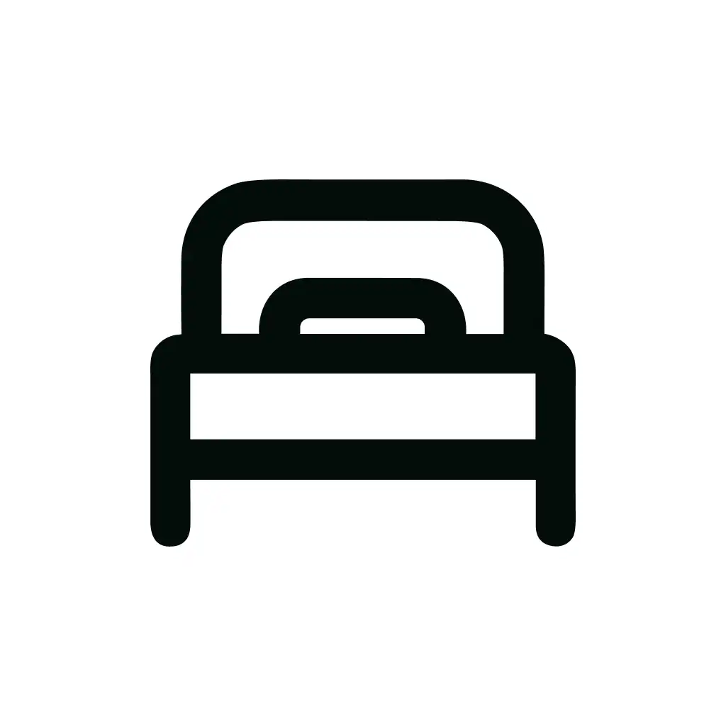 Simple Outline Bed with Pillow Line Icon Symbol