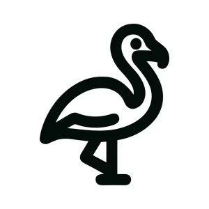 Simple Bold Outline Flamingo Bird Animal Shape Icon