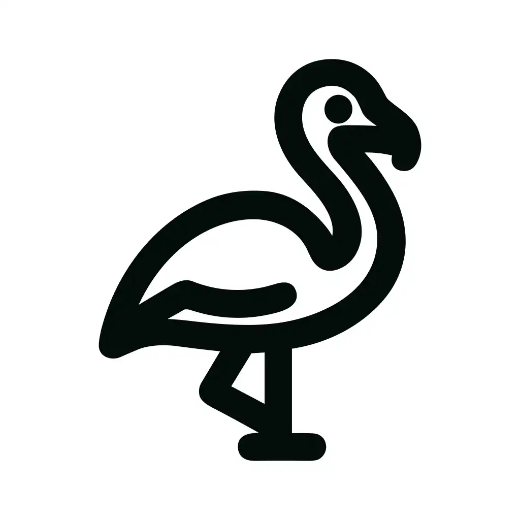 Simple Bold Outline Flamingo Bird Animal Shape Icon