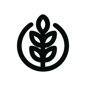 Simple Line Drawing of Wheat Stalk in Circle Shape Sign Icon