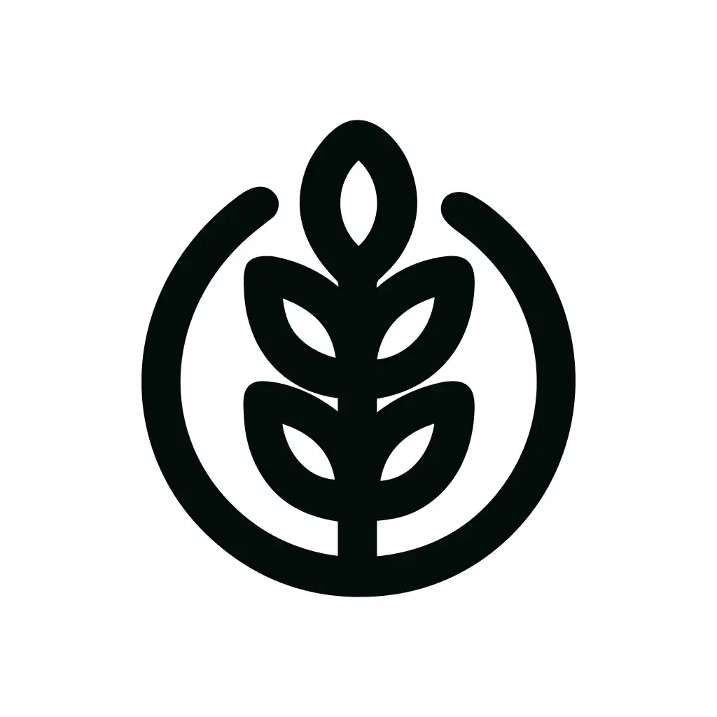 Simple Line Drawing of Wheat Stalk in Circle Shape Sign Icon