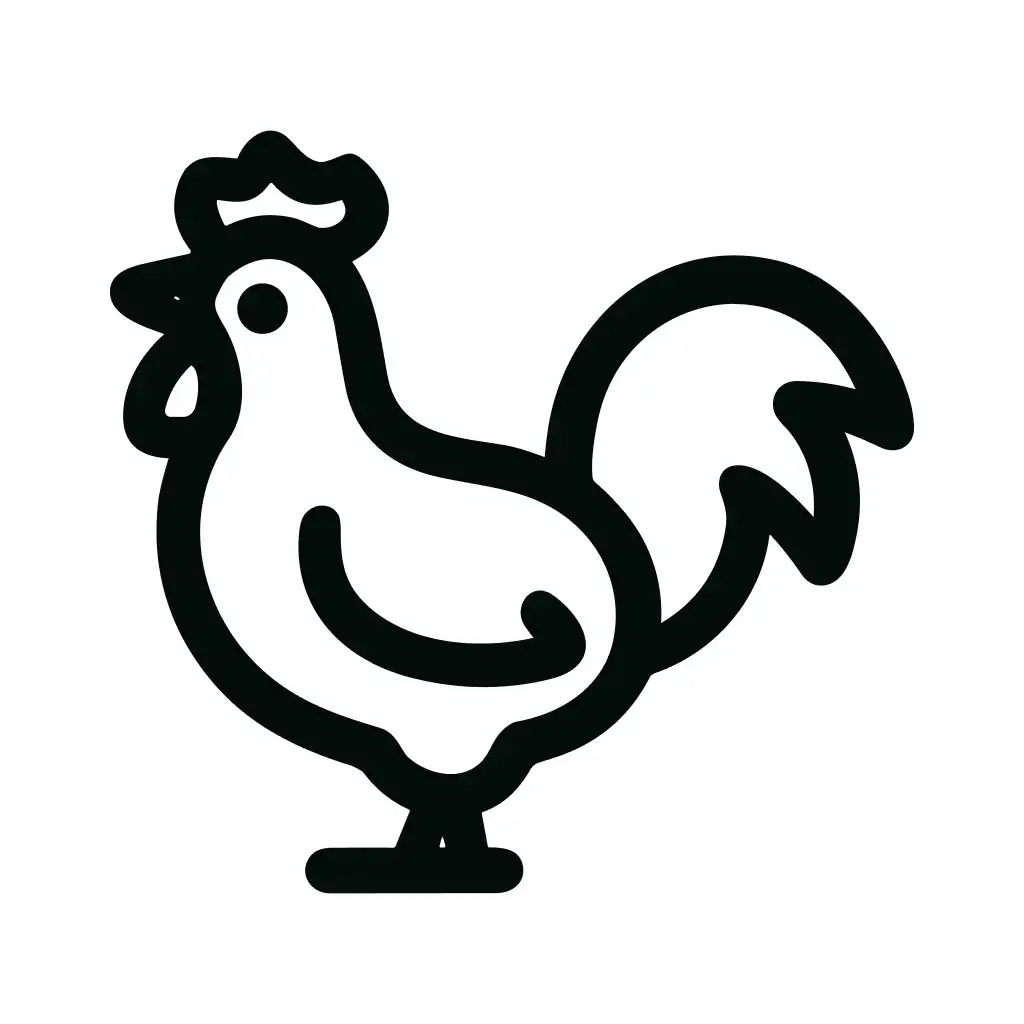 Simple Outline Rooster Farm Animal Icon Graphic