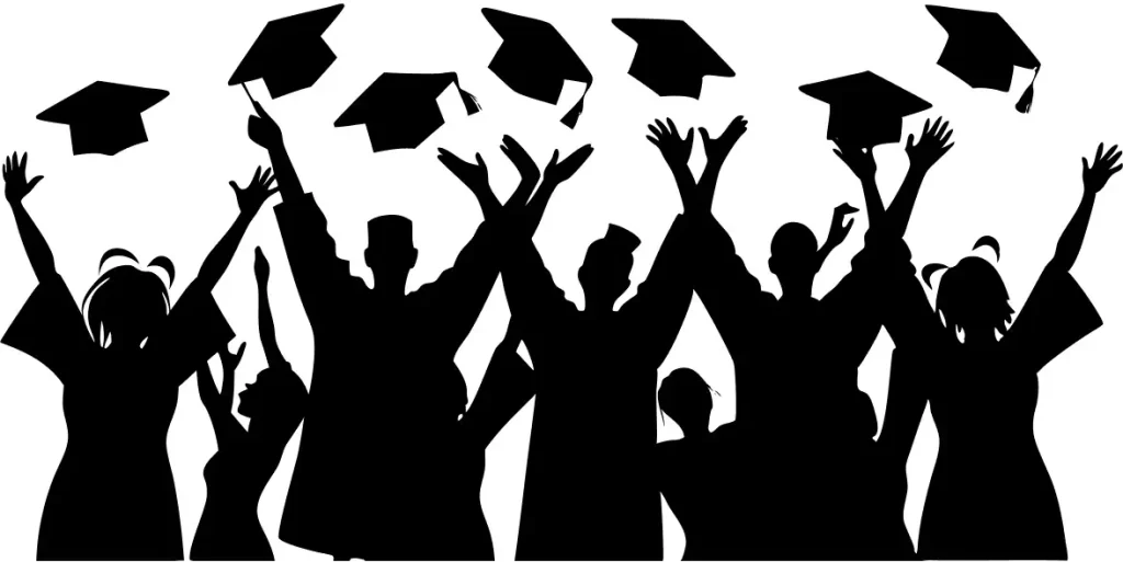 Silhouette Celebrating Graduation Student Achievement Education Illustration
