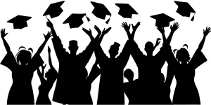 Silhouette Celebrating Graduation Student Achievement Education Illustration