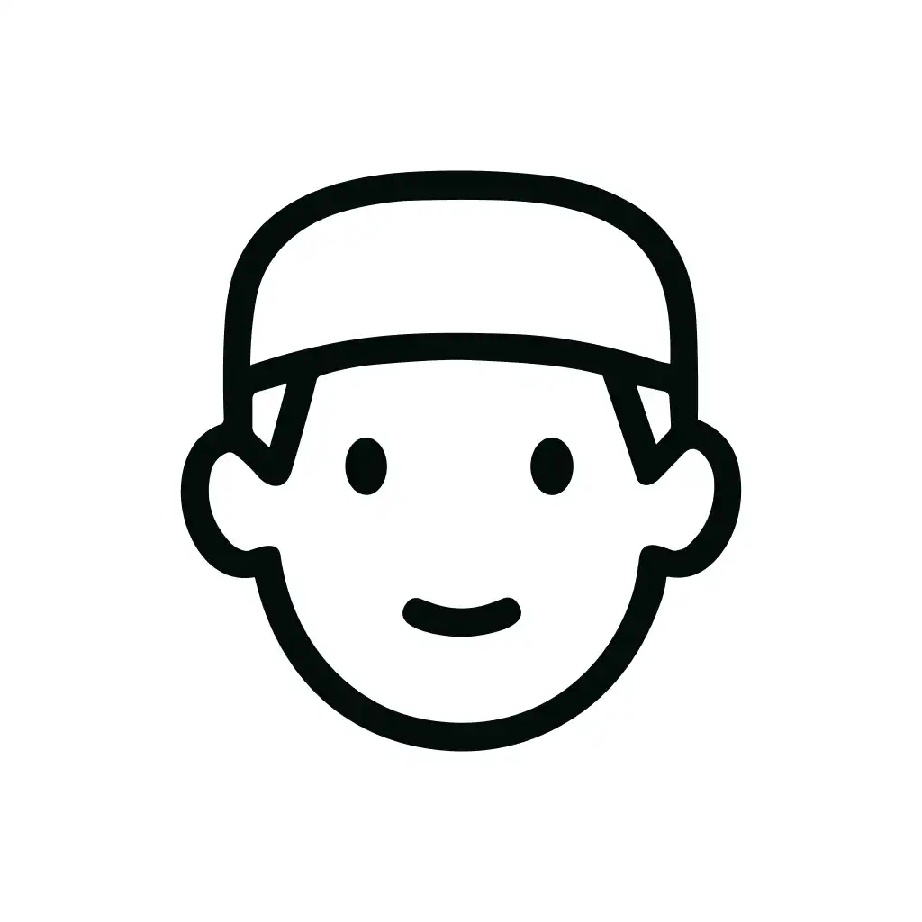 Minimalist Outline Person Head Smiling Face Icon