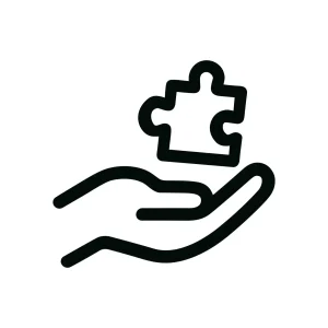 Minimalist Outline Hand Holding Puzzle Piece Solution Concept Illustration